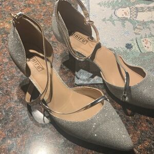 Elegant Silver Strappy Heels